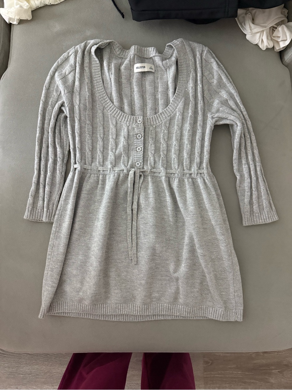 Hollister y2k gray knit baby doll top size small